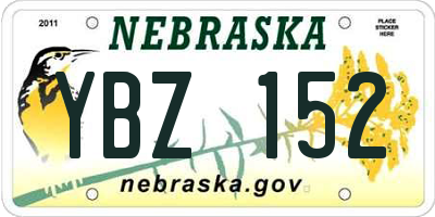 NE license plate YBZ152