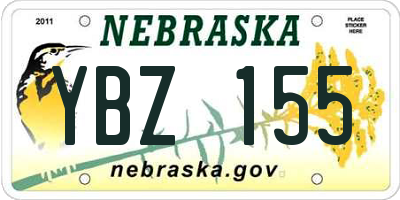 NE license plate YBZ155