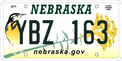 NE license plate YBZ163