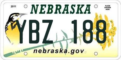 NE license plate YBZ188