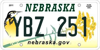 NE license plate YBZ251