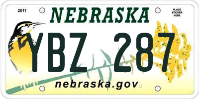 NE license plate YBZ287