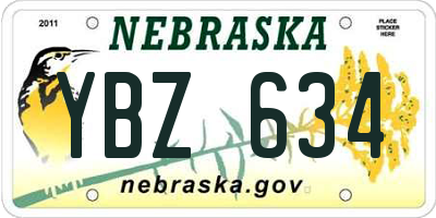 NE license plate YBZ634