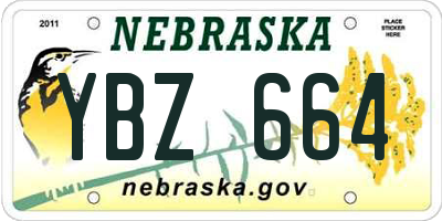 NE license plate YBZ664