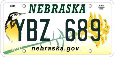 NE license plate YBZ689