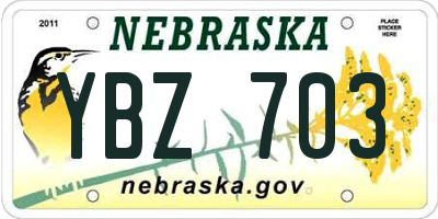 NE license plate YBZ703