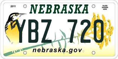 NE license plate YBZ720