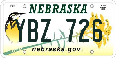 NE license plate YBZ726