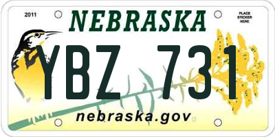 NE license plate YBZ731
