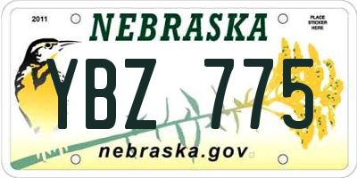 NE license plate YBZ775
