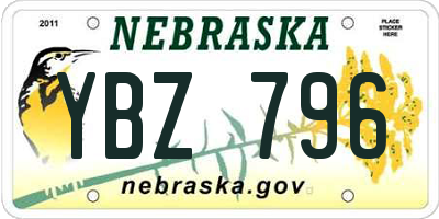 NE license plate YBZ796