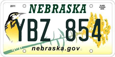 NE license plate YBZ854