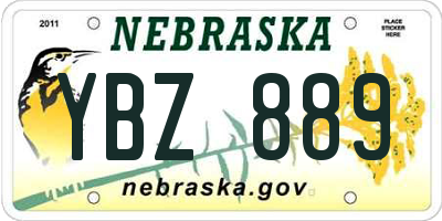 NE license plate YBZ889