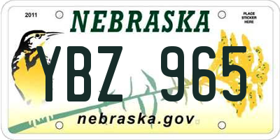 NE license plate YBZ965