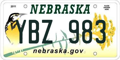 NE license plate YBZ983