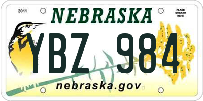 NE license plate YBZ984