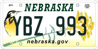 NE license plate YBZ993