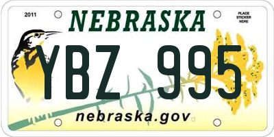 NE license plate YBZ995
