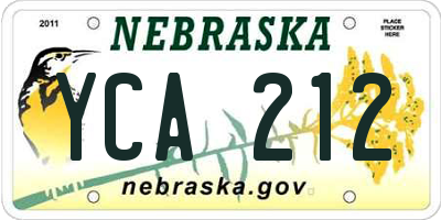 NE license plate YCA212