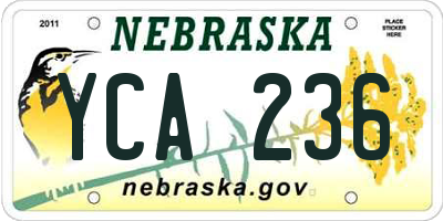 NE license plate YCA236