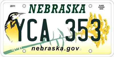 NE license plate YCA353