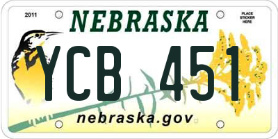 NE license plate YCB451