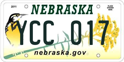 NE license plate YCC017