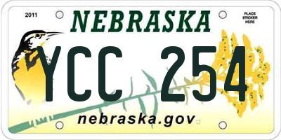 NE license plate YCC254