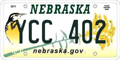 NE license plate YCC402