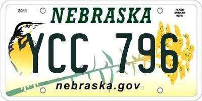 NE license plate YCC796