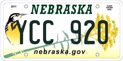 NE license plate YCC920