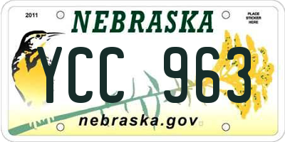 NE license plate YCC963