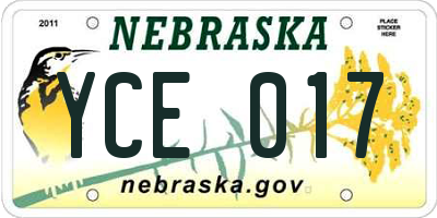 NE license plate YCE017