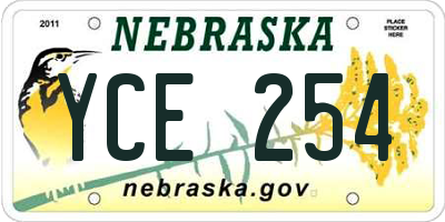 NE license plate YCE254
