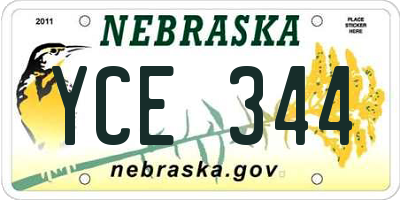 NE license plate YCE344