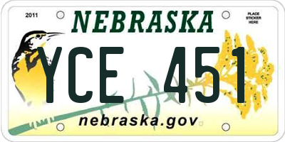 NE license plate YCE451