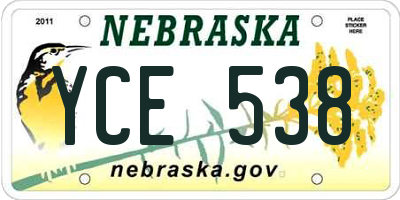NE license plate YCE538