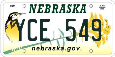 NE license plate YCE549
