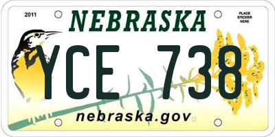 NE license plate YCE738