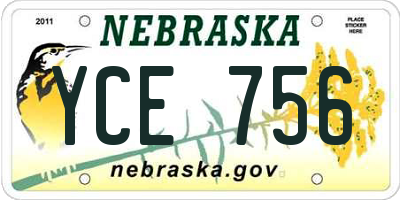 NE license plate YCE756
