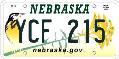 NE license plate YCF215