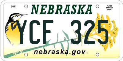 NE license plate YCF325