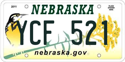 NE license plate YCF521