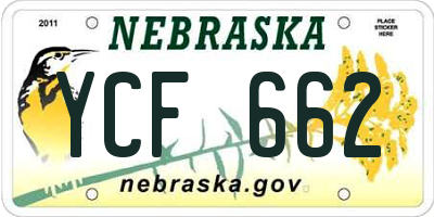 NE license plate YCF662