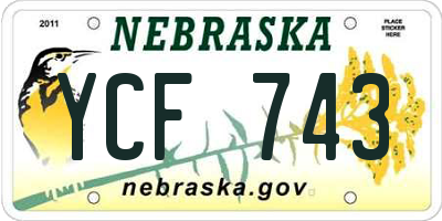 NE license plate YCF743
