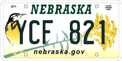 NE license plate YCF821