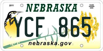 NE license plate YCF865