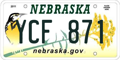 NE license plate YCF871