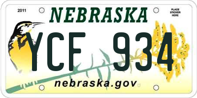 NE license plate YCF934