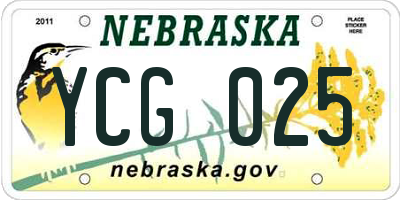 NE license plate YCG025